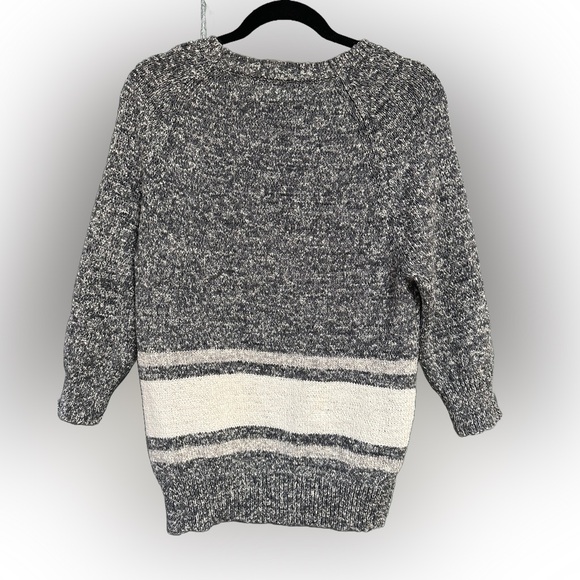 DEREK LAM 10 Crosby Grey White Striped Knit‎ Crew Neck Sweater, Size 0 XS - Picture 6 of 6